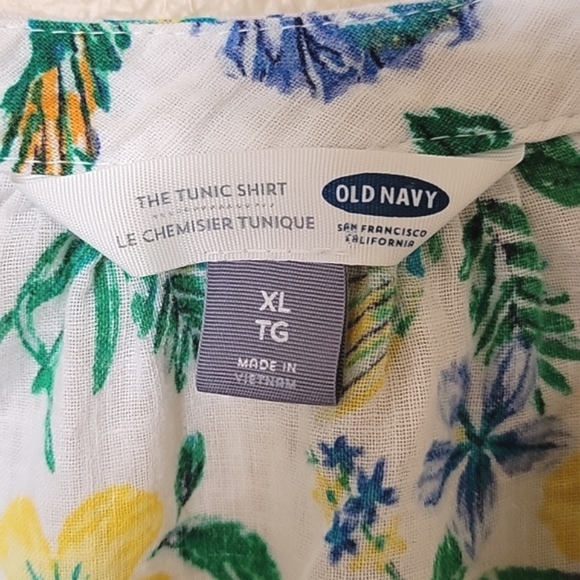 Old Navy Linen Blend Tropical Bird Print Popover Blouse - Size XL - Picture 5 of 6